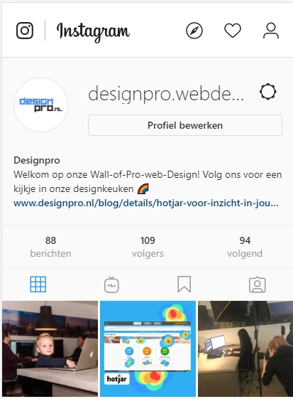 Instagram pagina Designpro